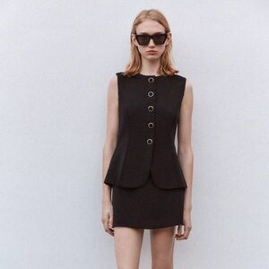 Zara NWT short vest jumpsuit black 2157/029